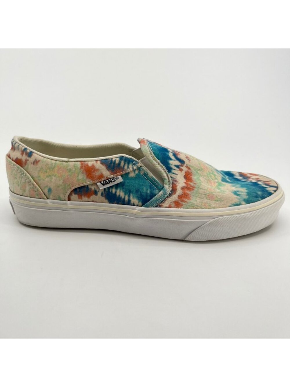 Vans Asher Slip-On Psychedelic T-Dye Womens Size 8 Cream Athletic Shoes Sneakers